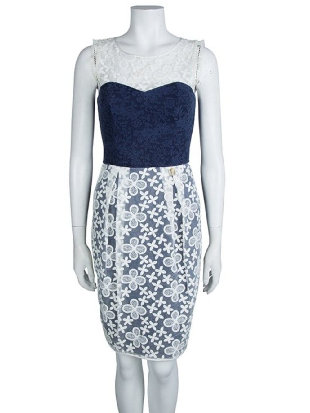 Class By Roberto Cavalli Navy Blue Contrast Lace Detail Floral Embroidered 2